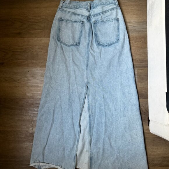 Agolde Denim Maxi Skirt - Light Wash Blue - Picture 7 of 8